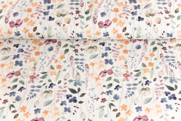 Jersey mit Sommerblumen, ecru, Artikel-Nr. FVJ-4069, Fräulein von Julie, 0,5 m